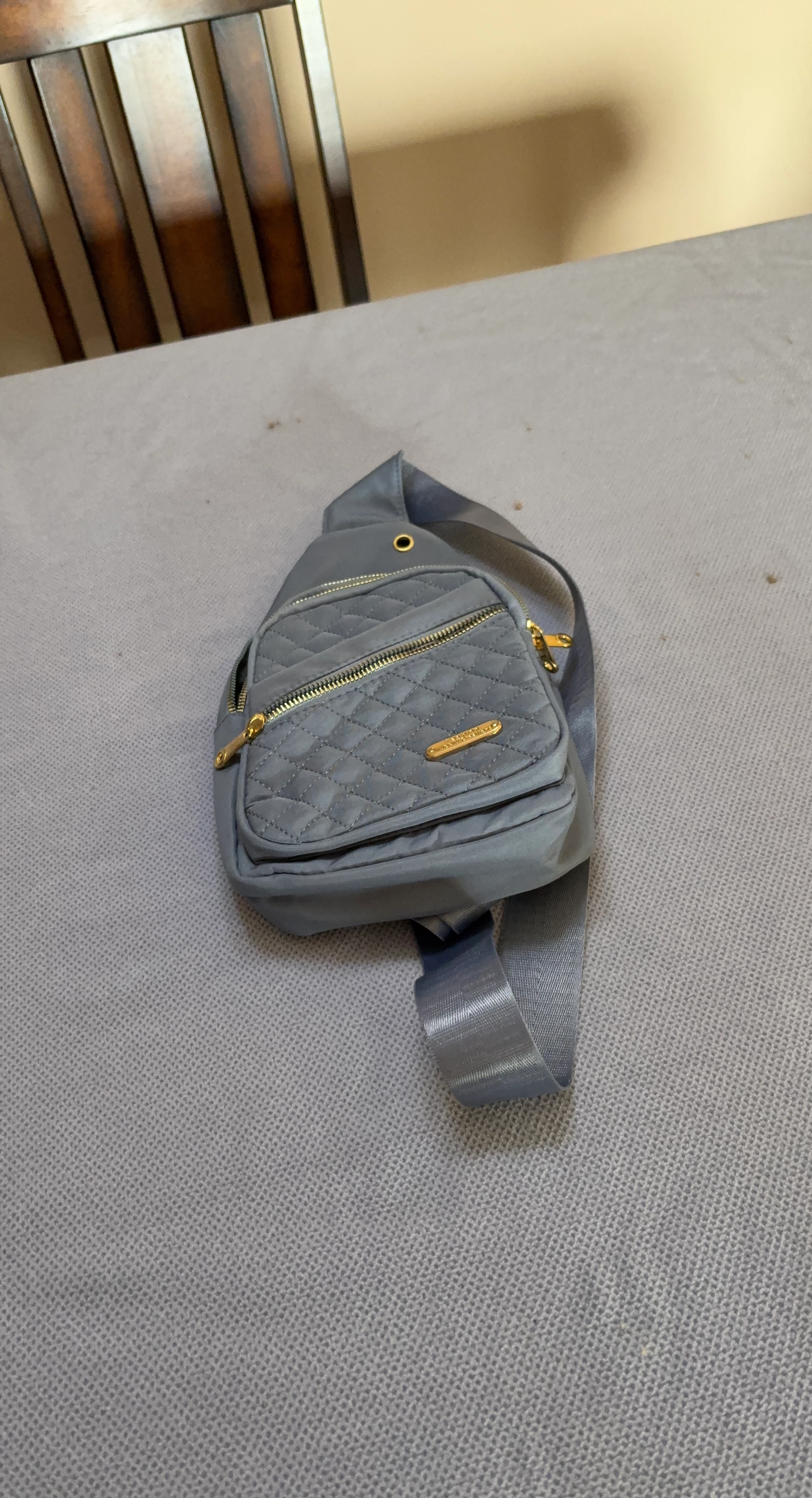 Quilted Grey Sling Bag
