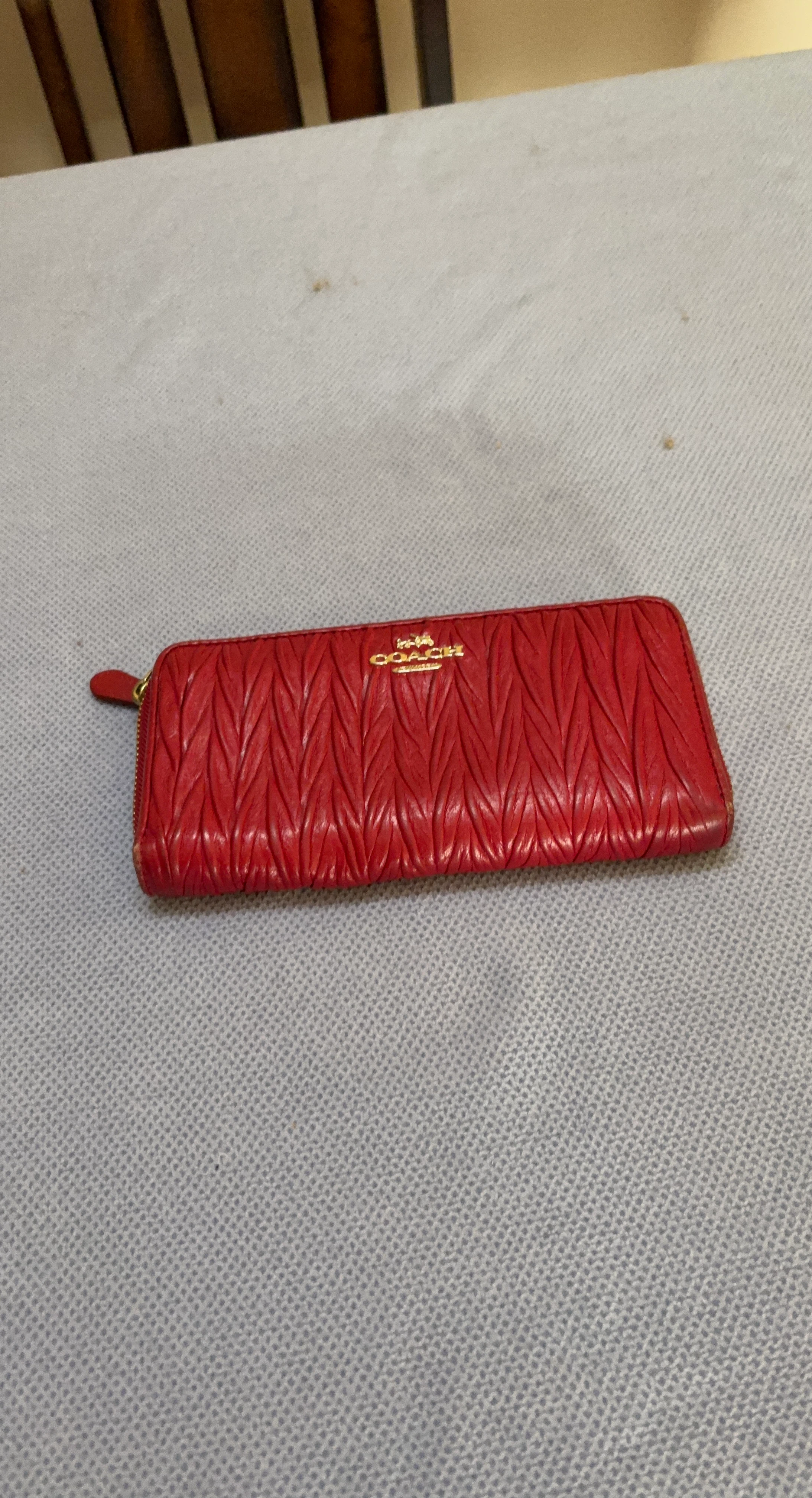Coach Red Leather Accordion Wallet