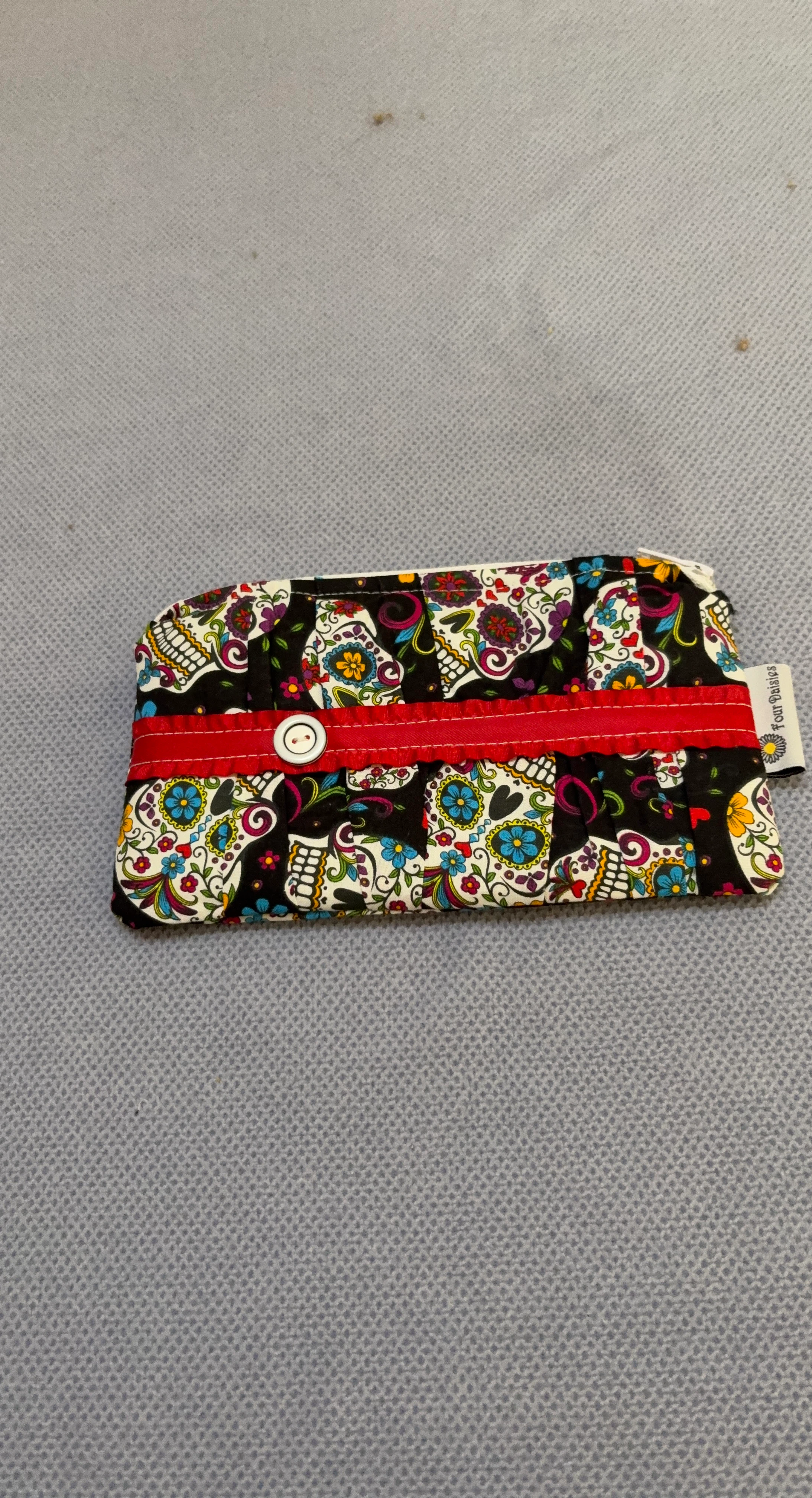 Four Daisies Sugar Skull Cosmetic Bag