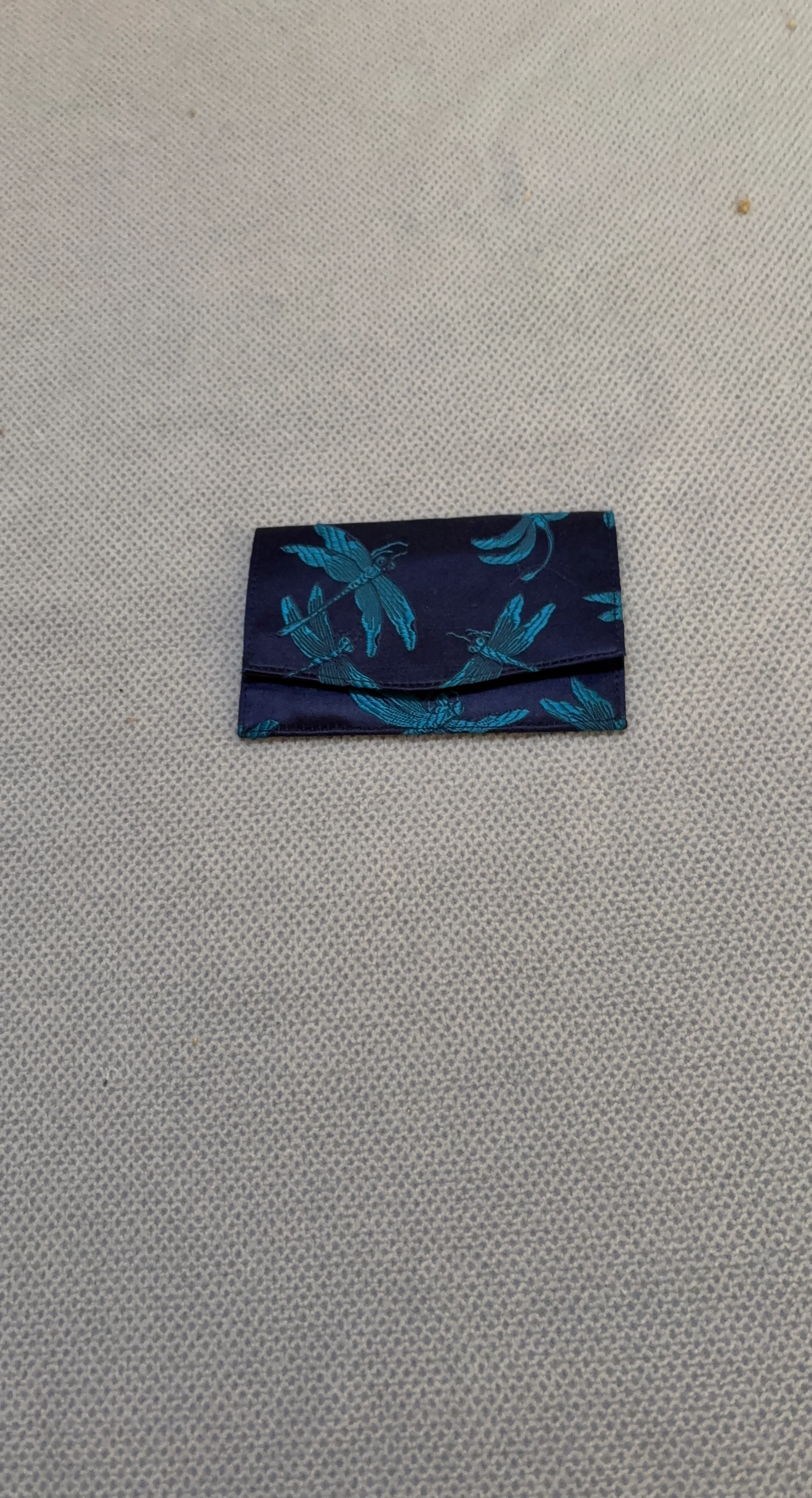 Navy Blue Pouch with Teal Dragonflies