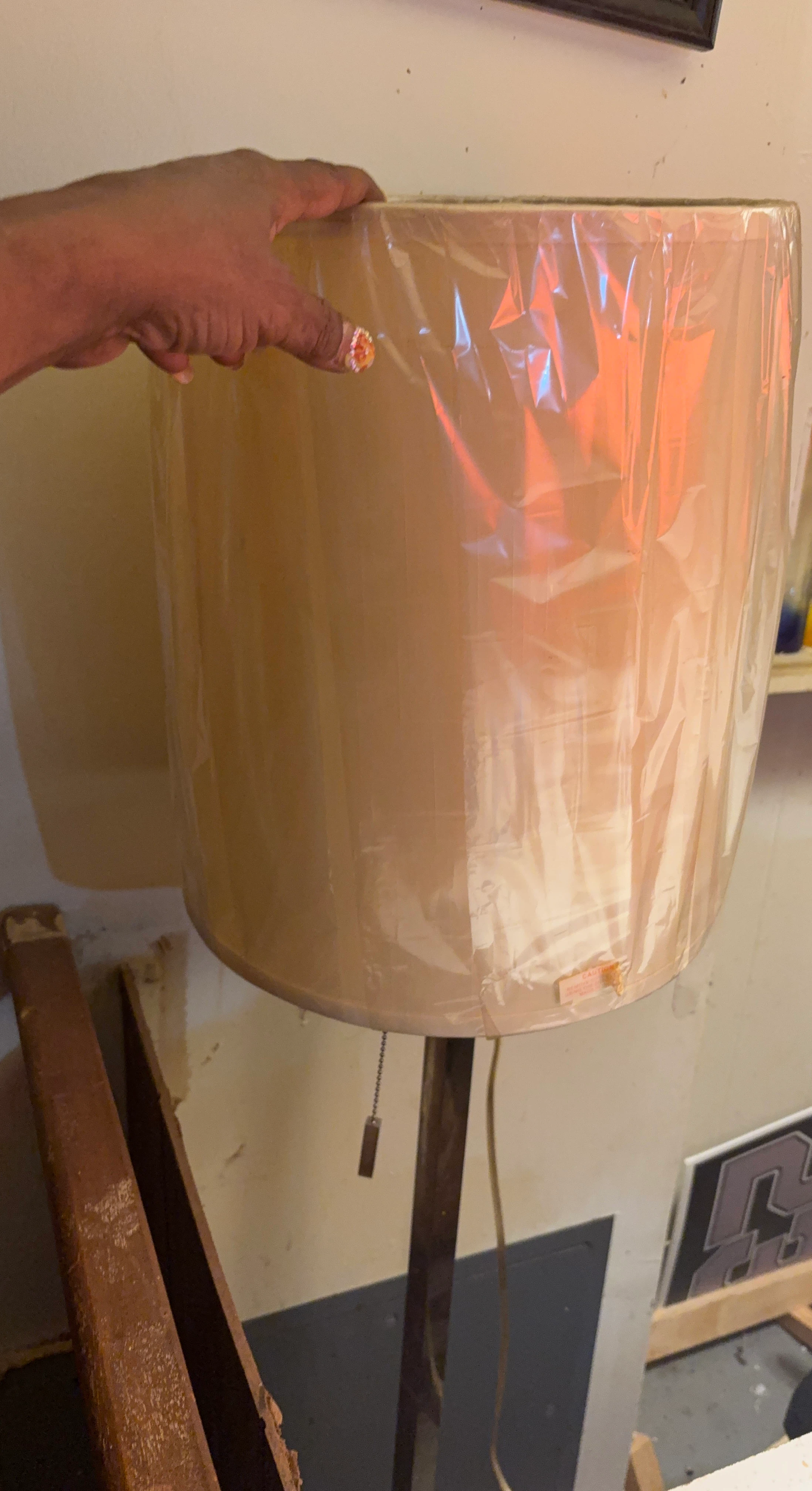 Floor Lamp with Beige Drum Shade