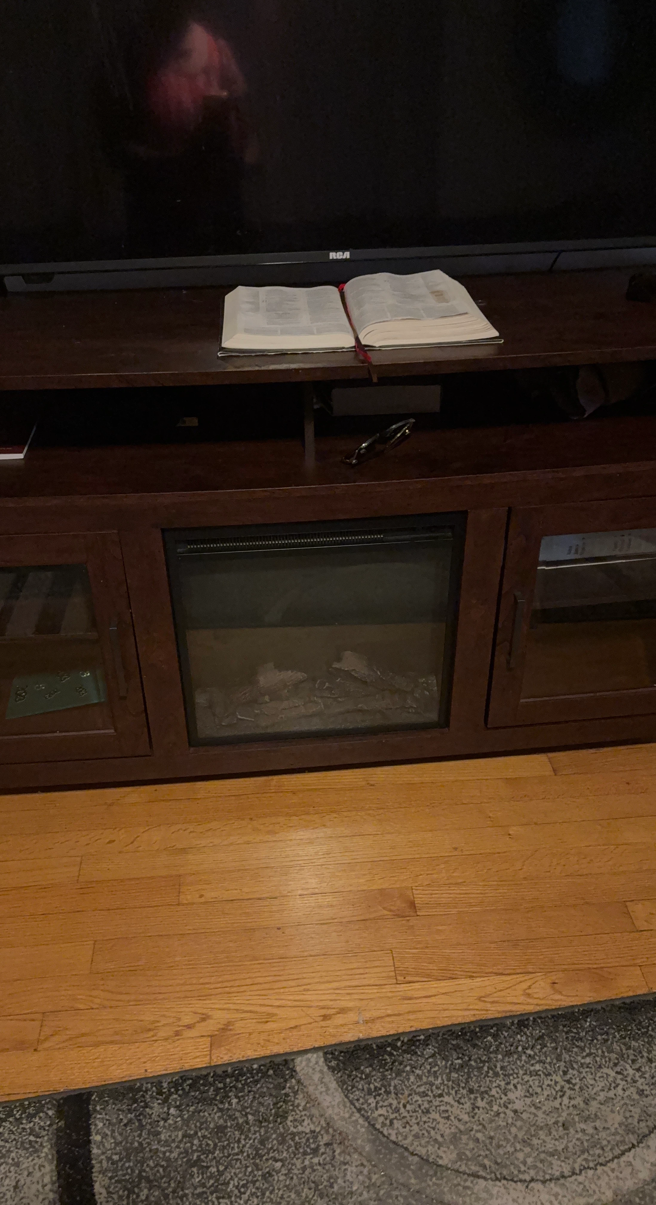 RCA TV Stand with Faux Fireplace