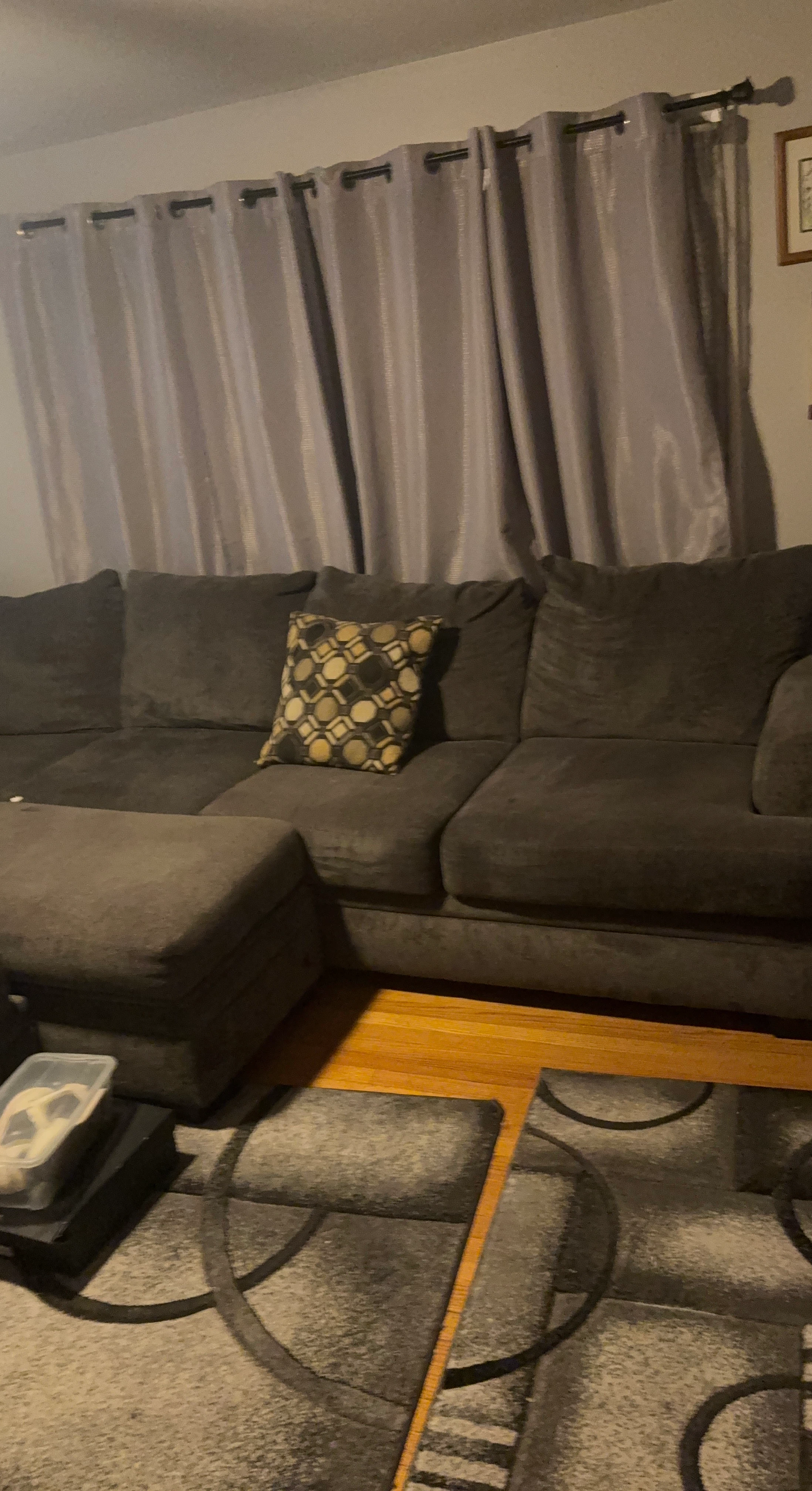 Dark Grey Sectional Sofa with Ottoman