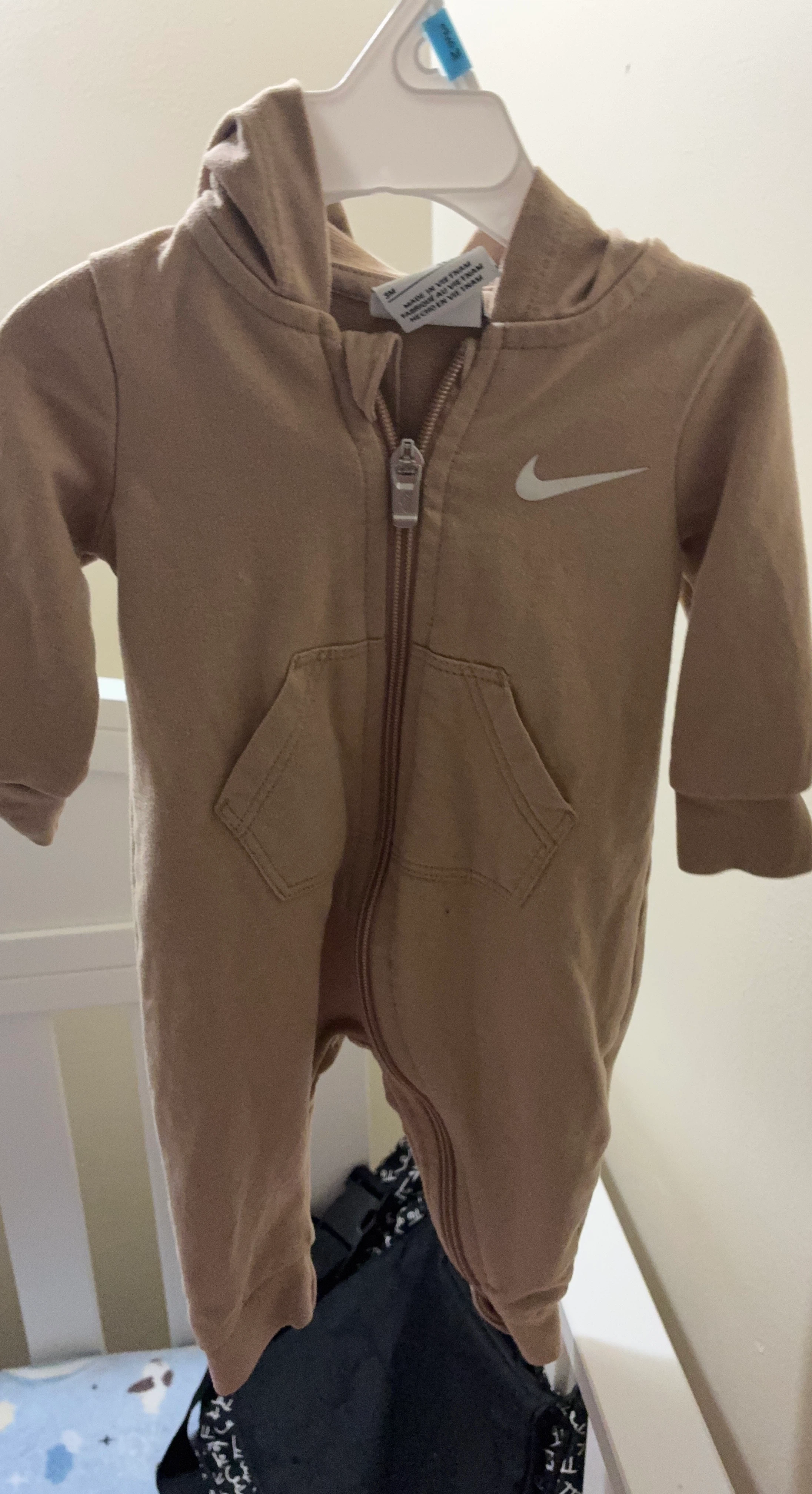 Nike Baby Romper Hooded Tan