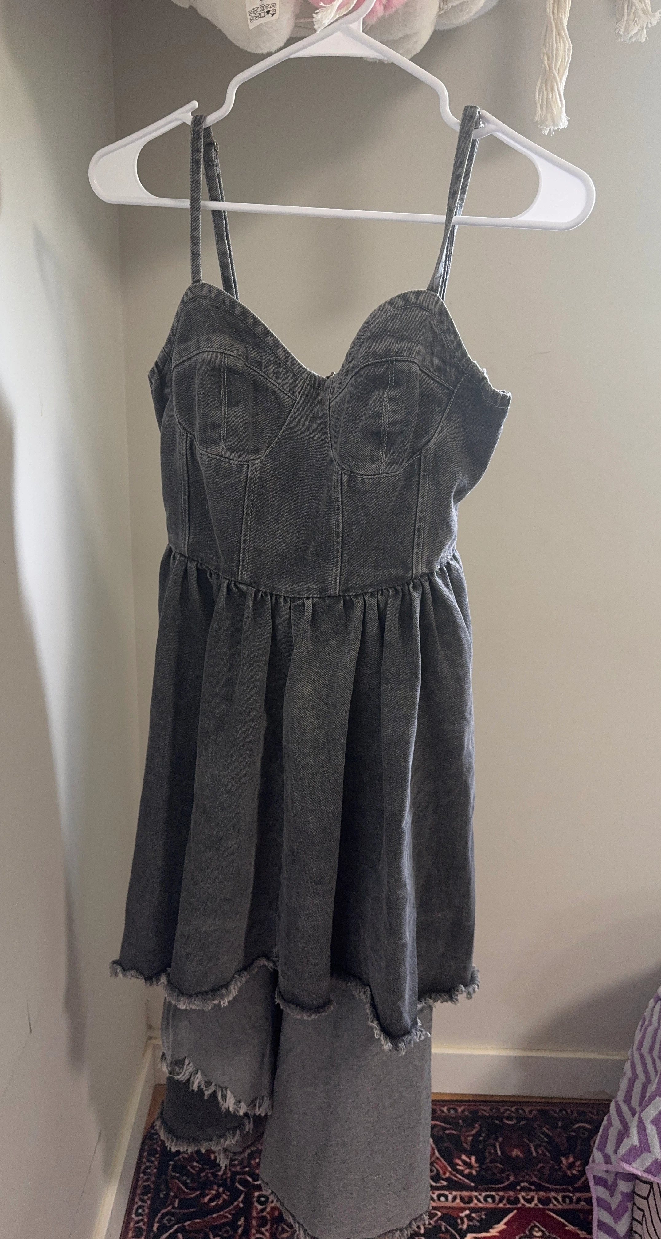 Grey Denim Babydoll Dress