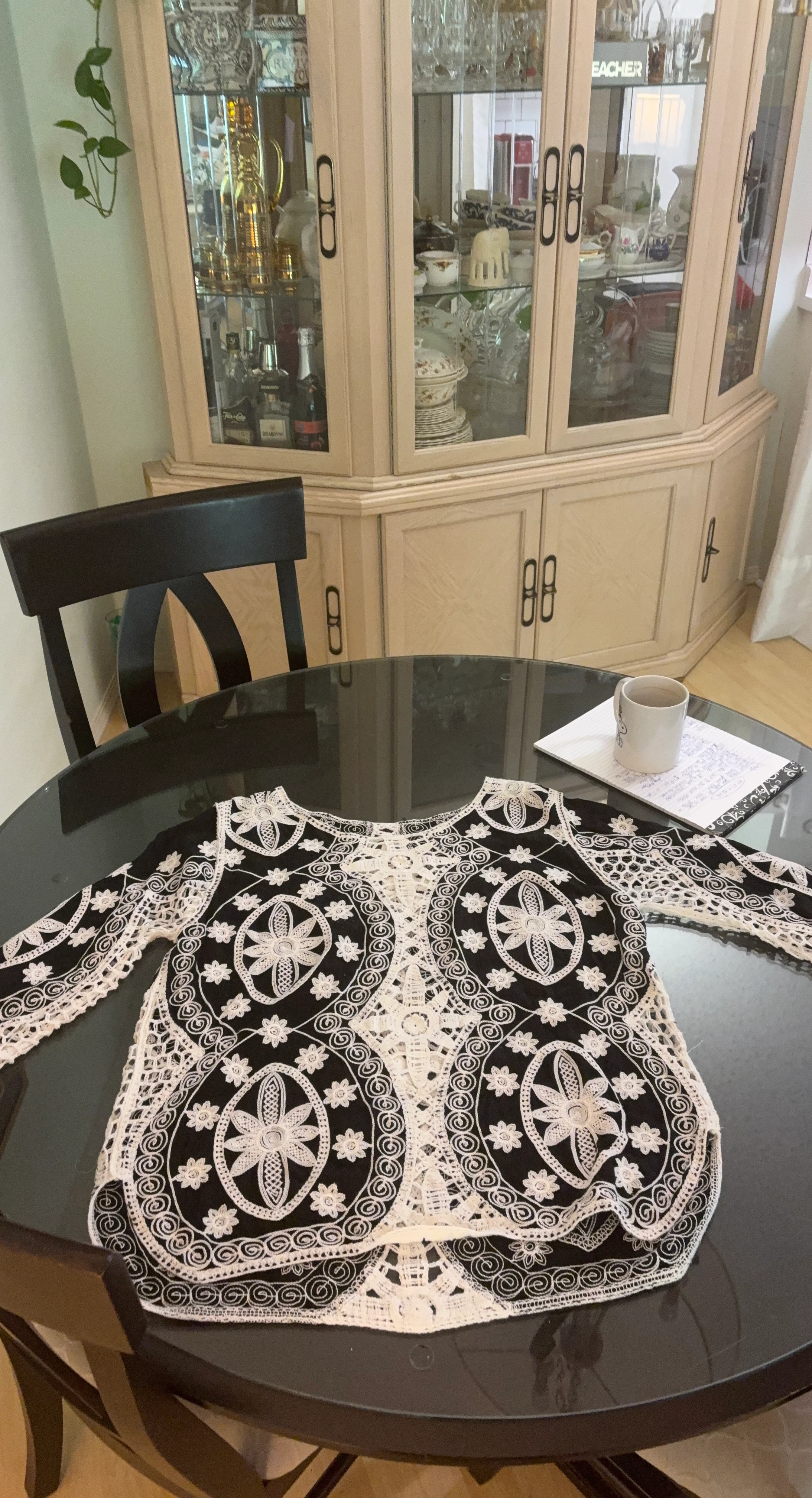 Women's Black & White Crochet Top
