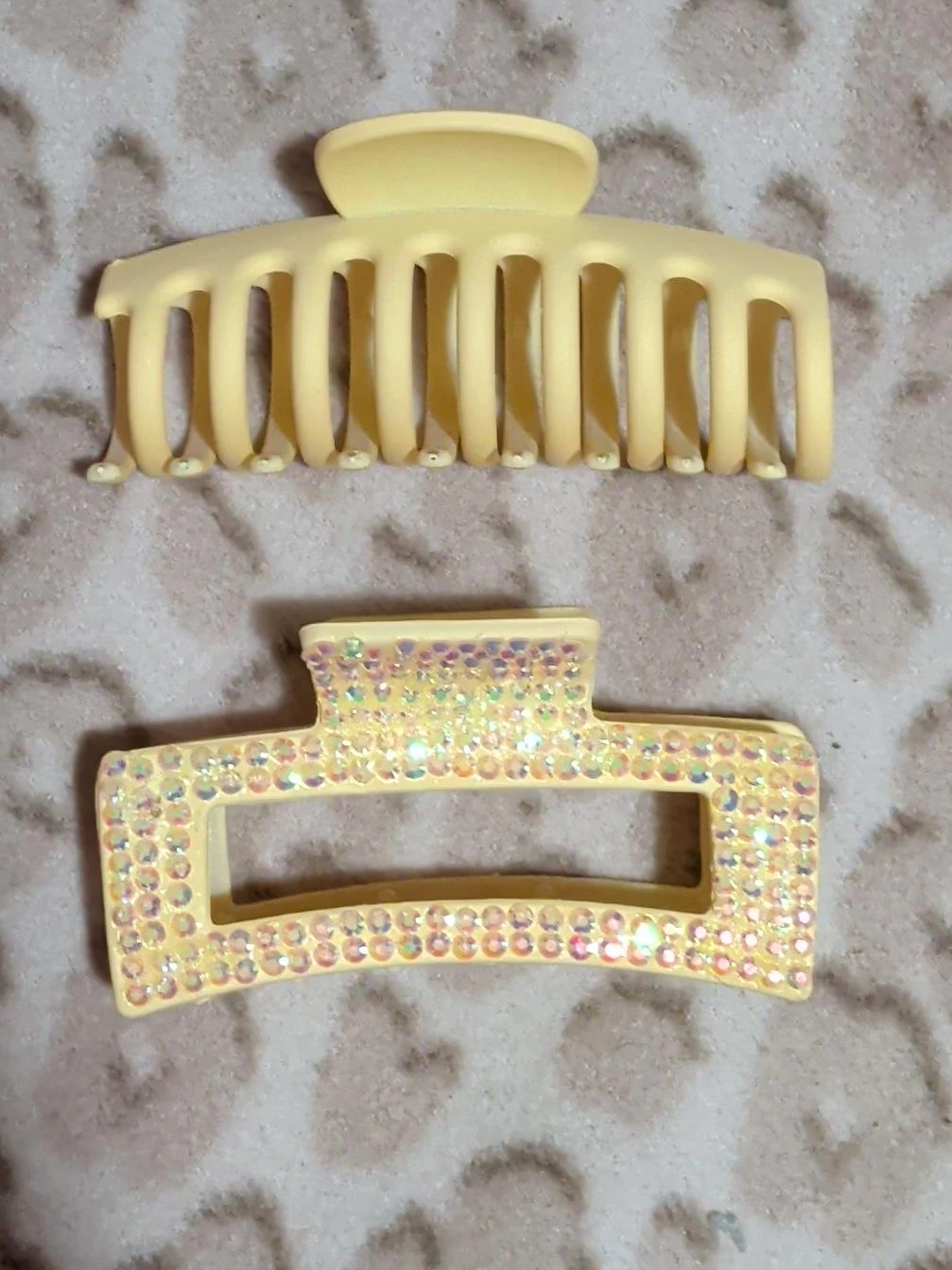 Yellow Claw Clip and Rhinestone Hair Clip Set