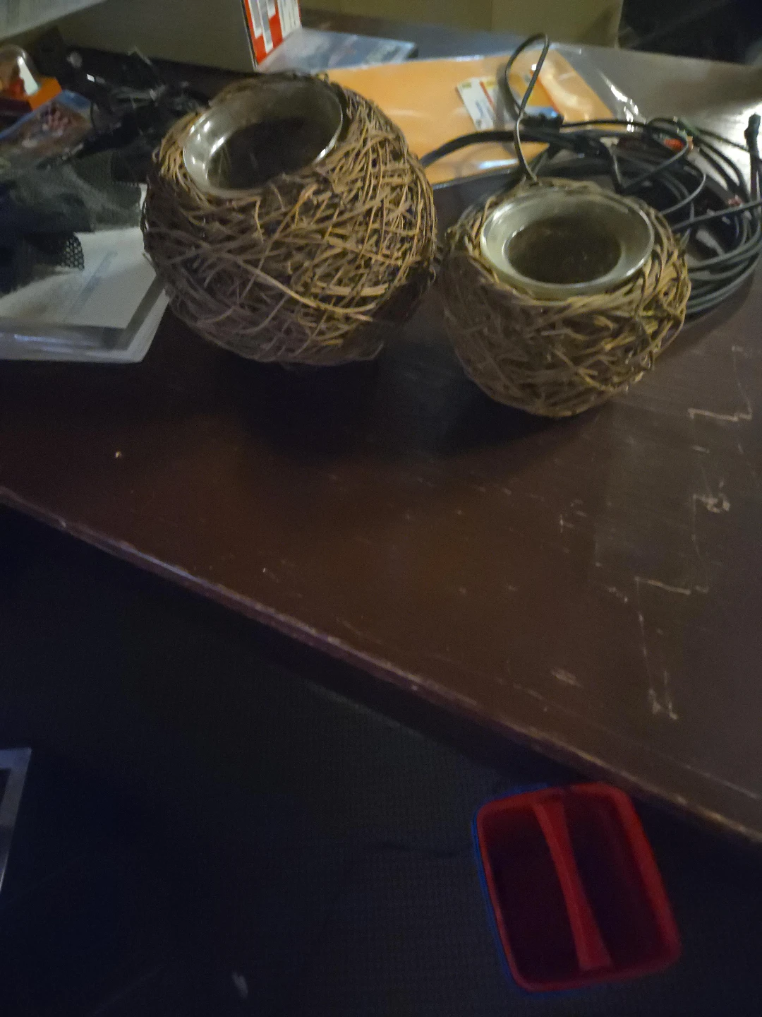 Set of 2 Woven Candle Holders
