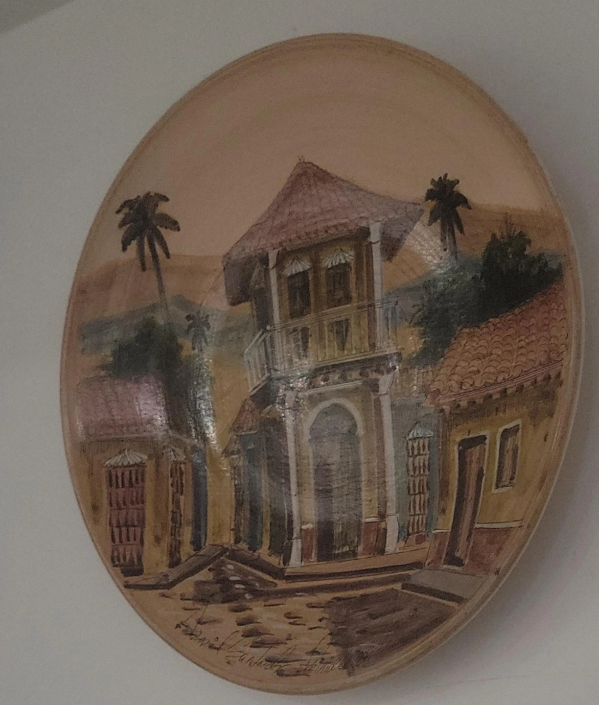 Decorative Plate with Hand-Painted Scene