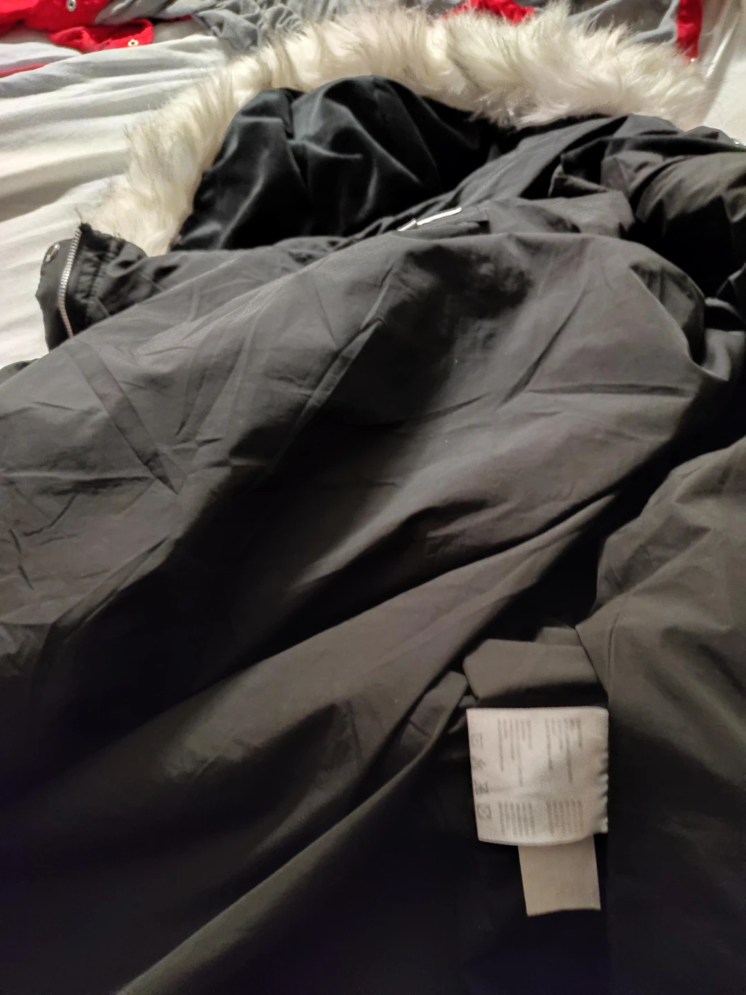 Black Parka Jacket with Fur Hood