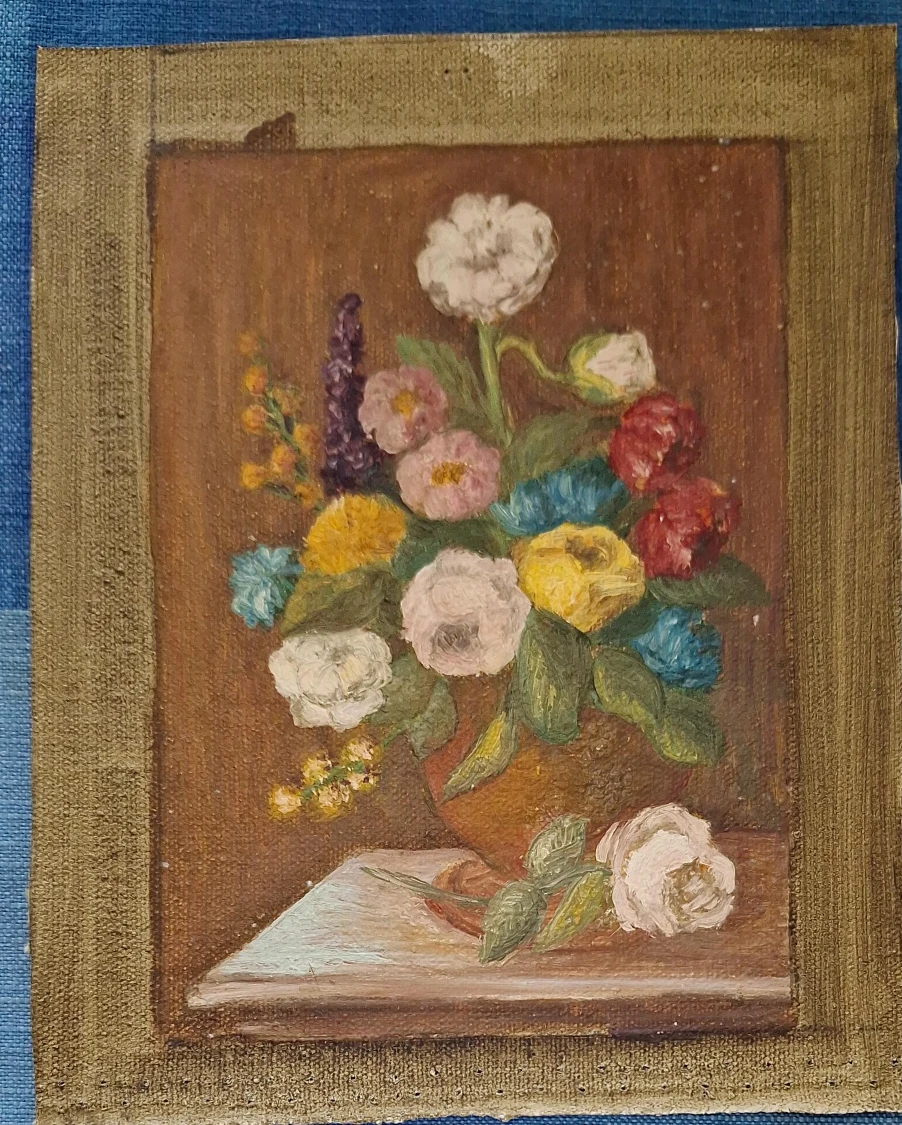 Vintage Floral Still Life Oil Painting