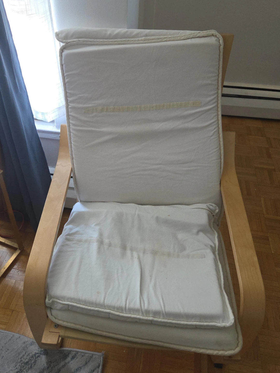 Wooden Frame Lounge Chair with White Cushions