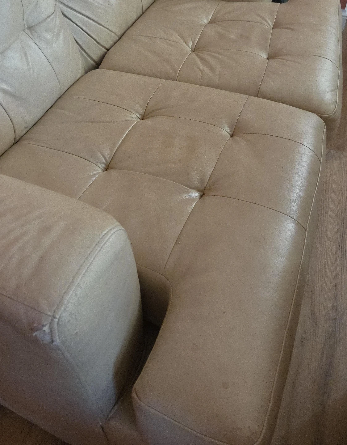 Ashley Cream Leather Sectional Sofa