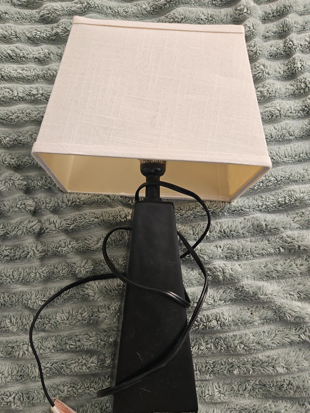 Black Table Lamp with Cream Shade