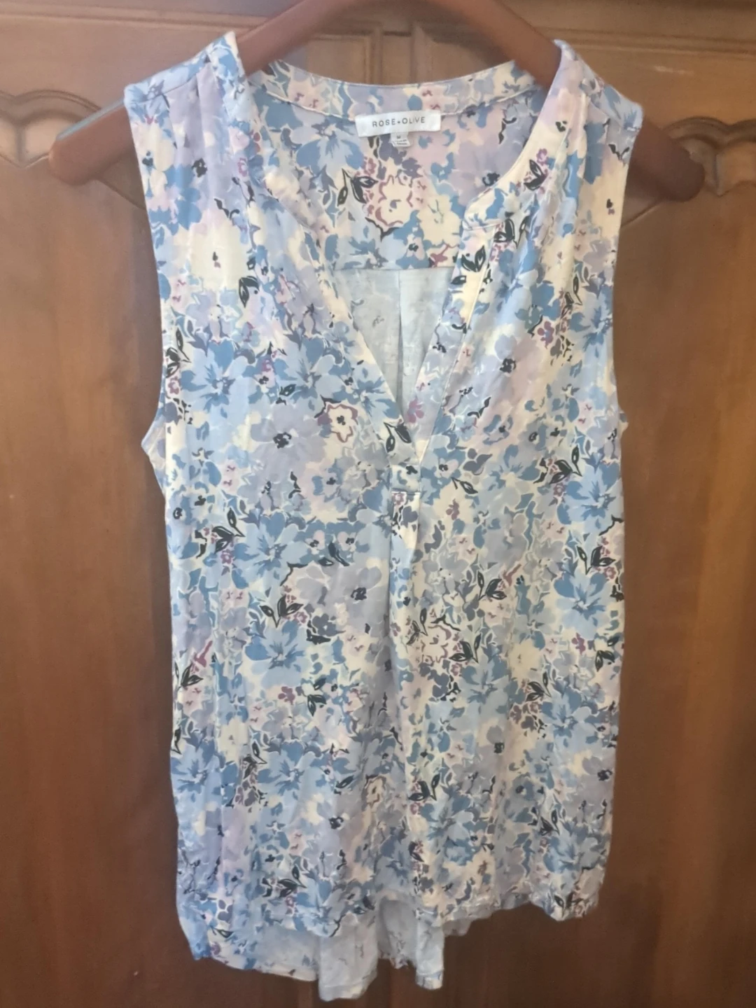 Rose + Olive Floral Sleeveless Blouse - Size M