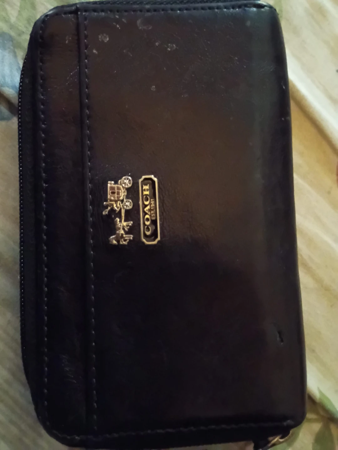 Coach Black Leather Zip Around Wallet