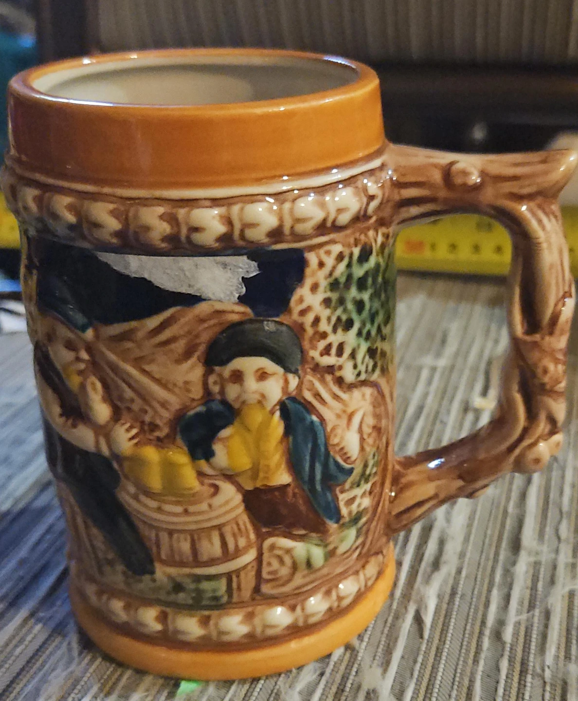 Decorative Ceramic Beer Stein with Mountain Scene