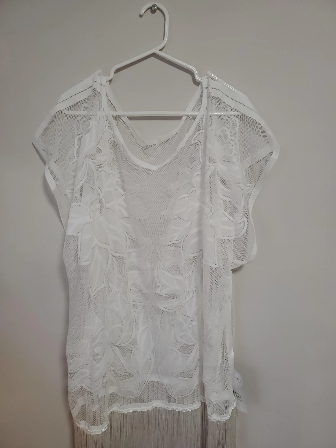 White Lace Top with Fringe