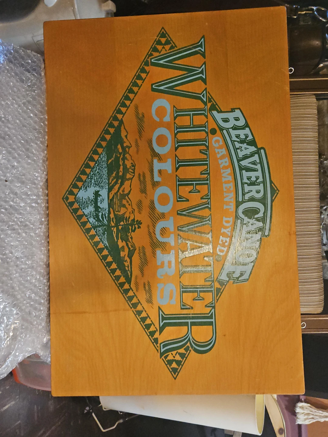 Beaver Canoe Whitewater Colours Wooden Sign