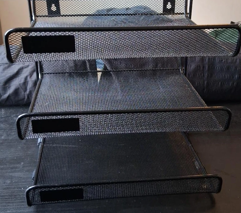 Black Mesh 3-Tier Desk Organizer