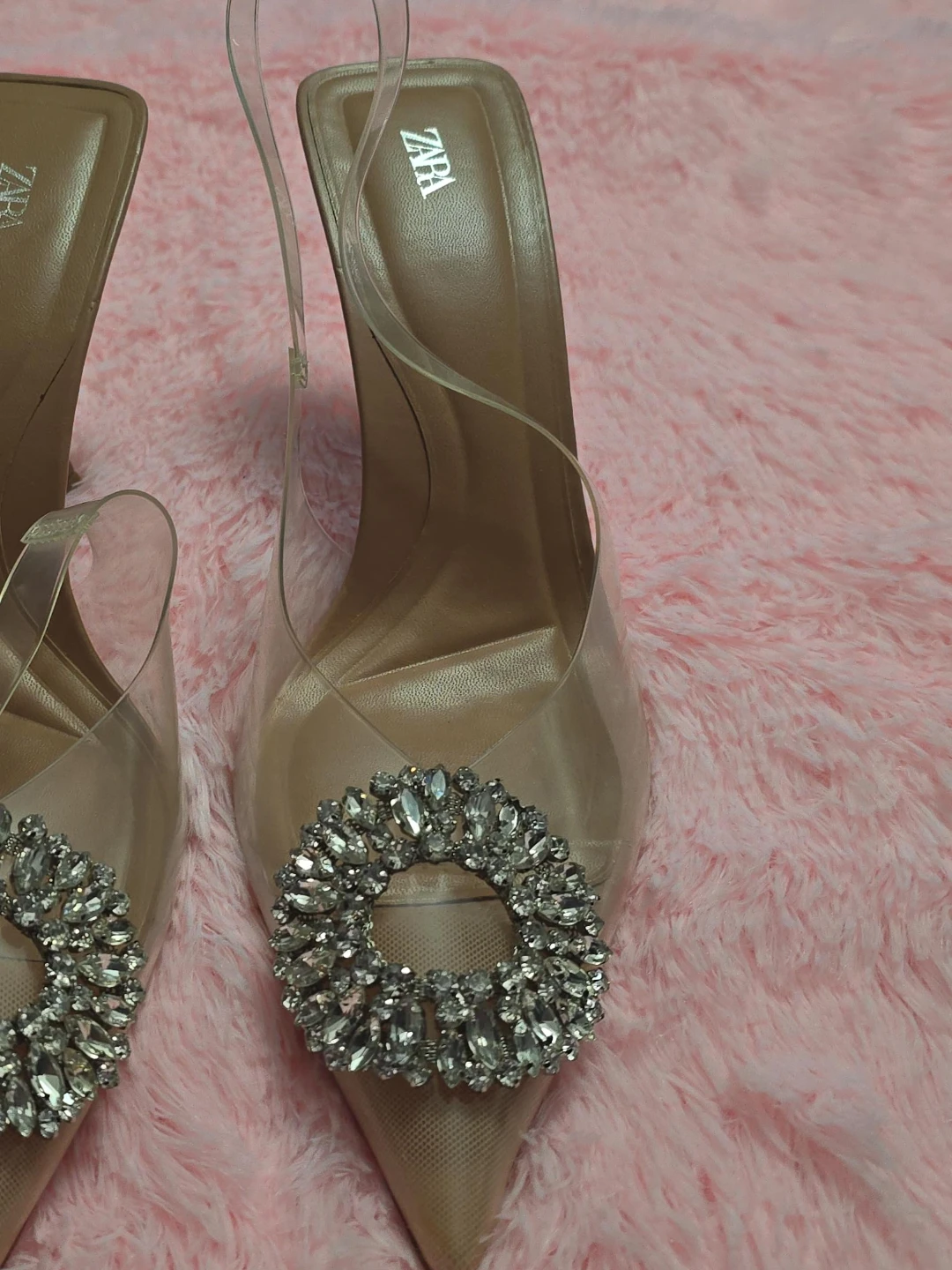 ZARA Crystal Embellished Slingback Heels