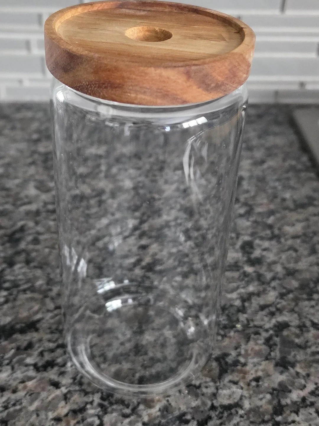 Large Glass Canister with Wood Lid