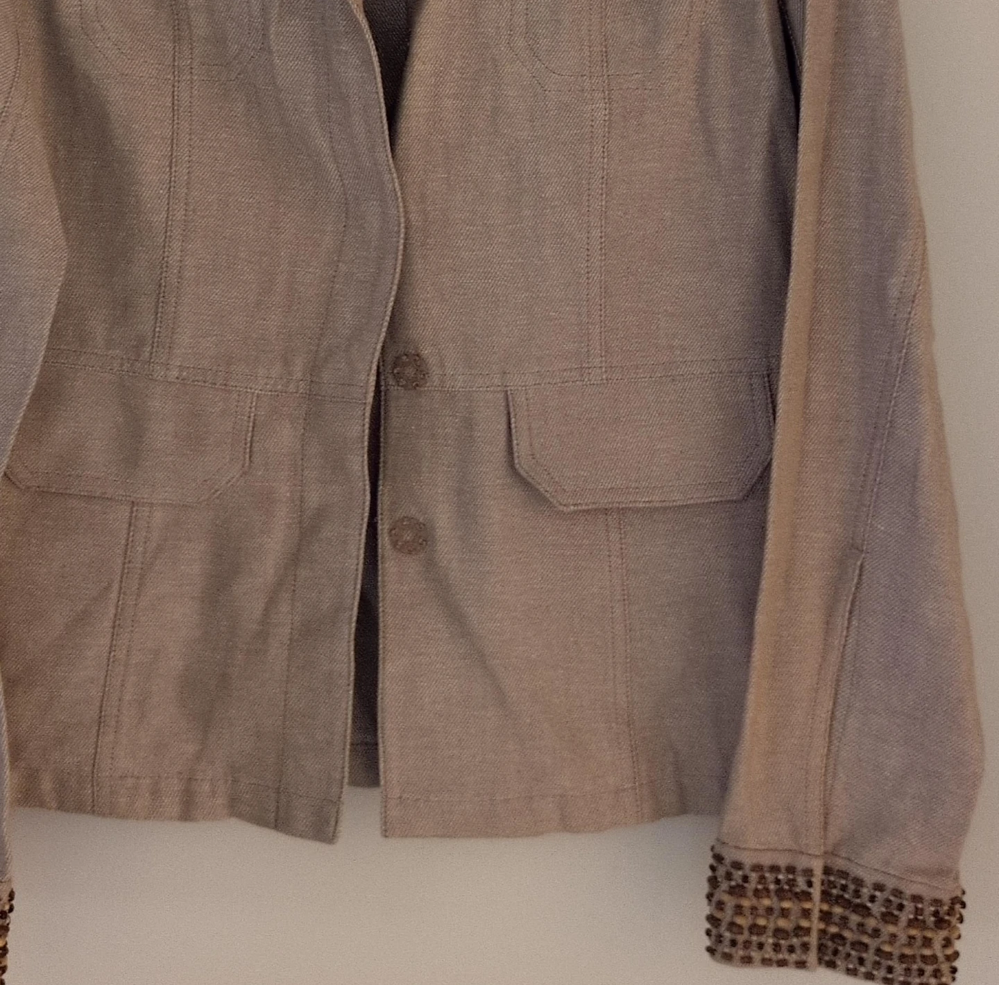 Ricki's Beige Embellished Cuff Blazer Size 8