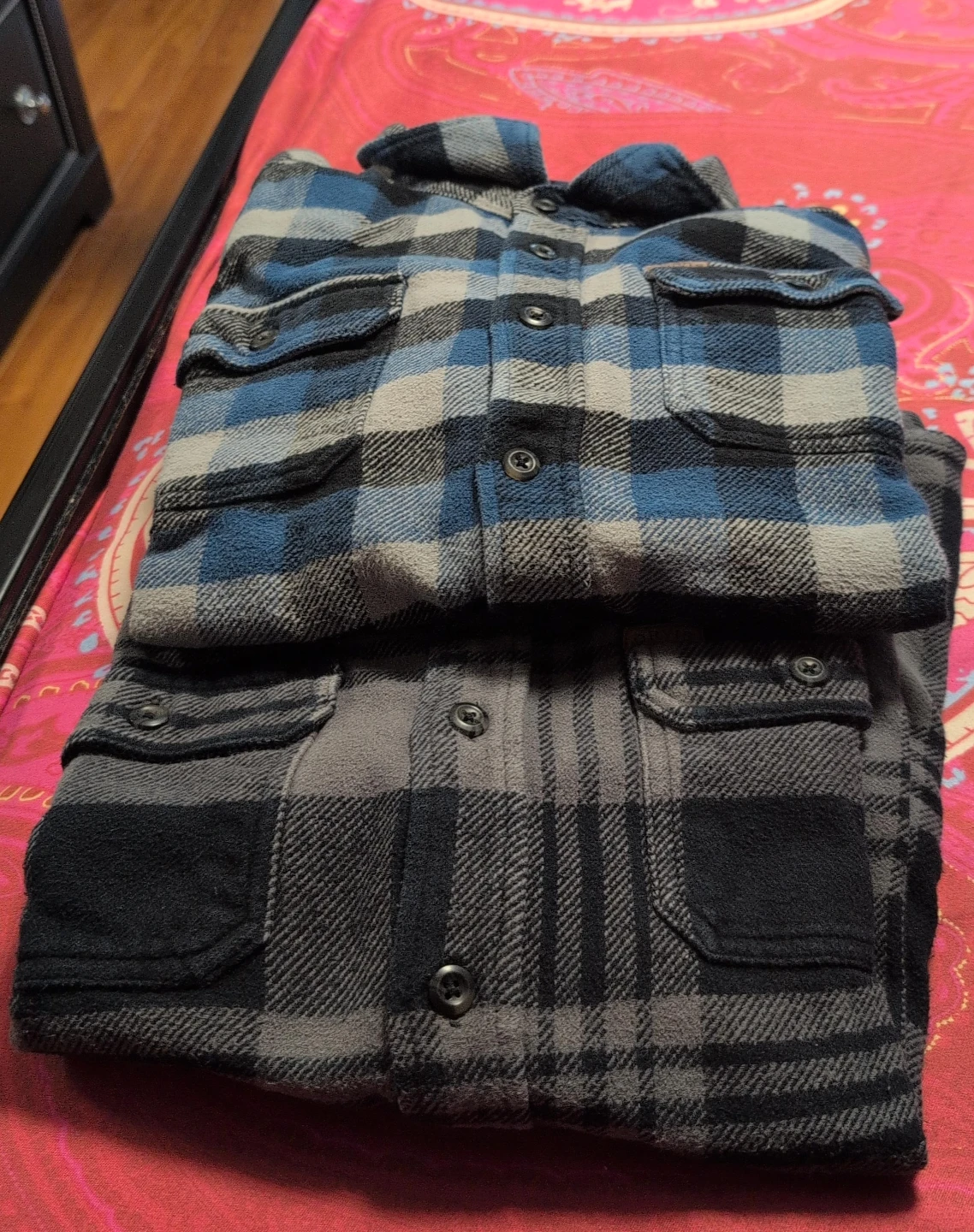 Men's Flannel Shirts (2) - Blue & Grey Plaid $10 each