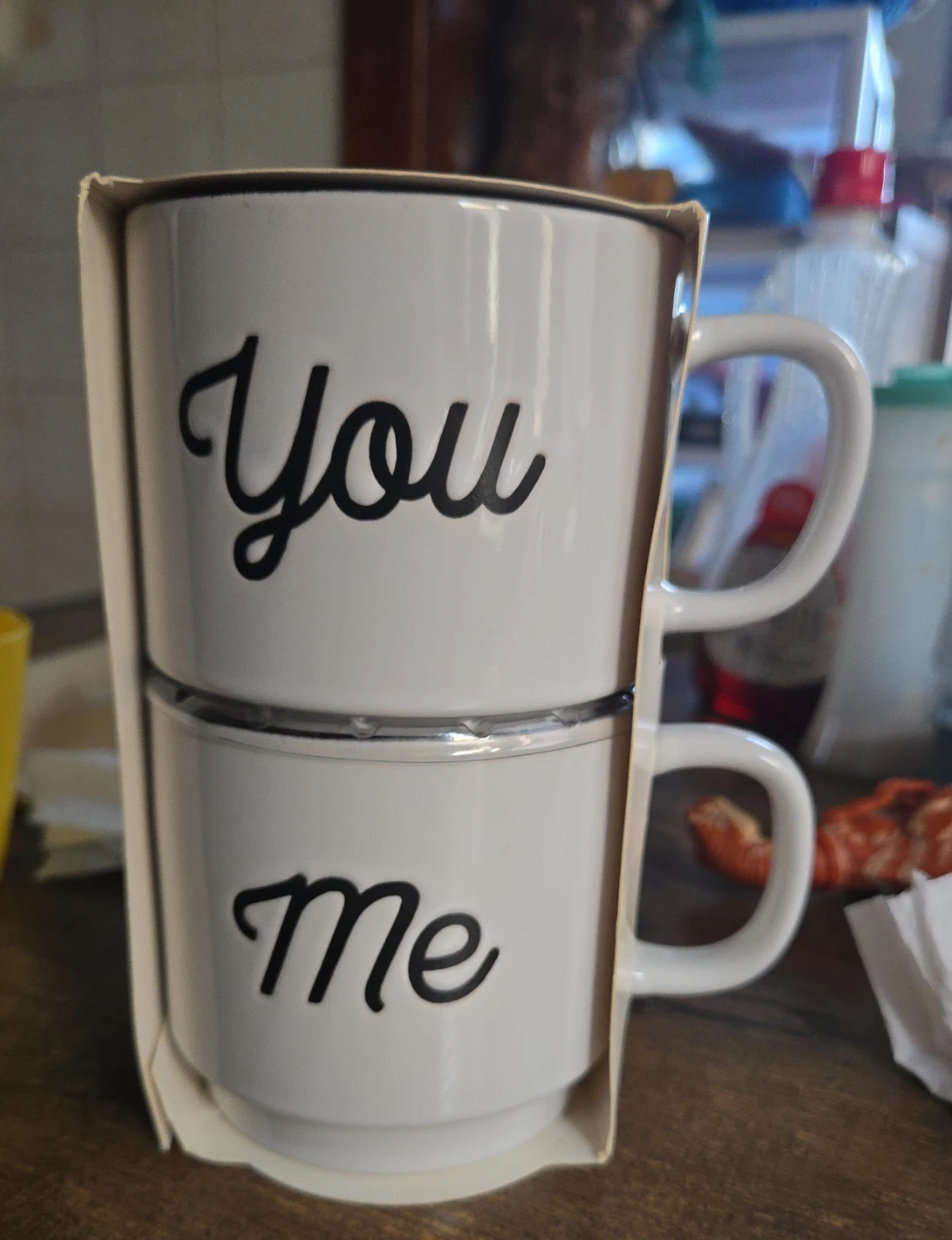 Stacking Mugs "You" and "Me"
