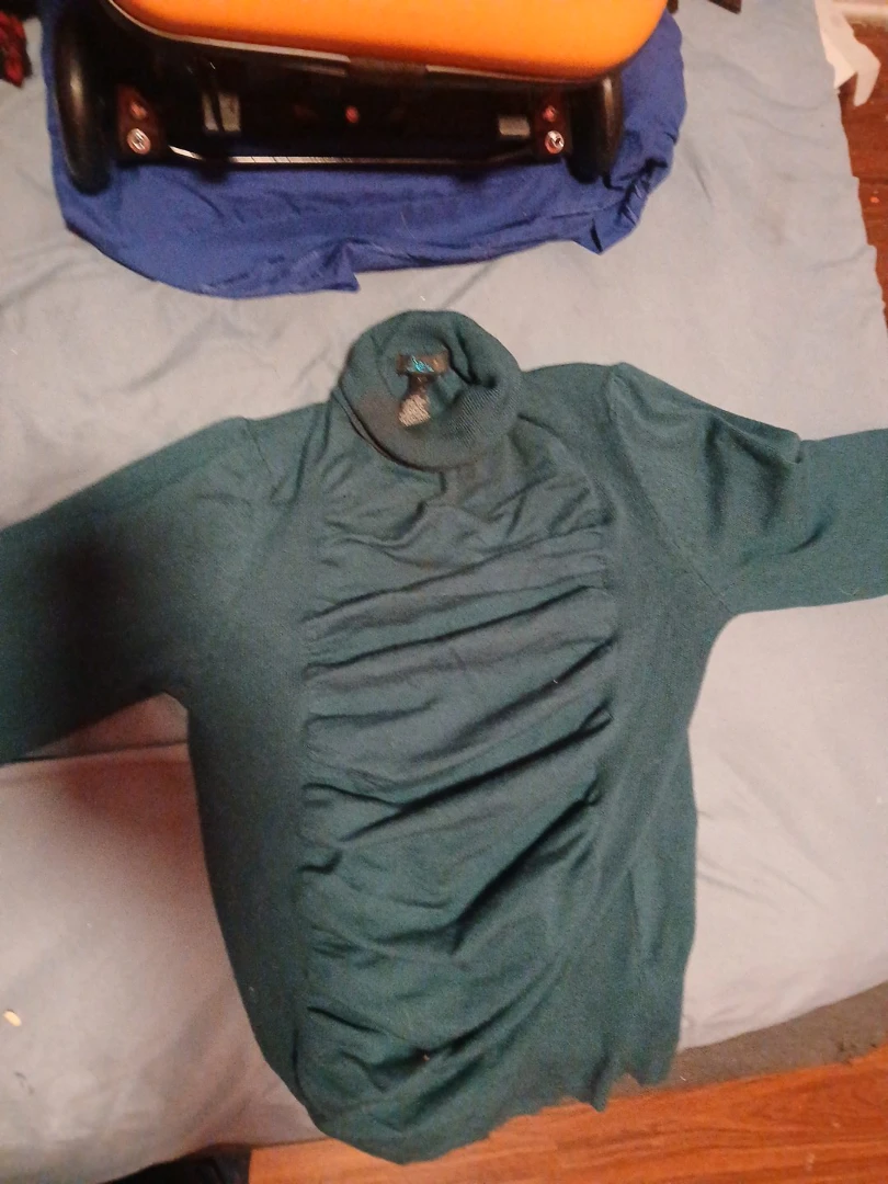 Teal Ruched Turtleneck Sweater