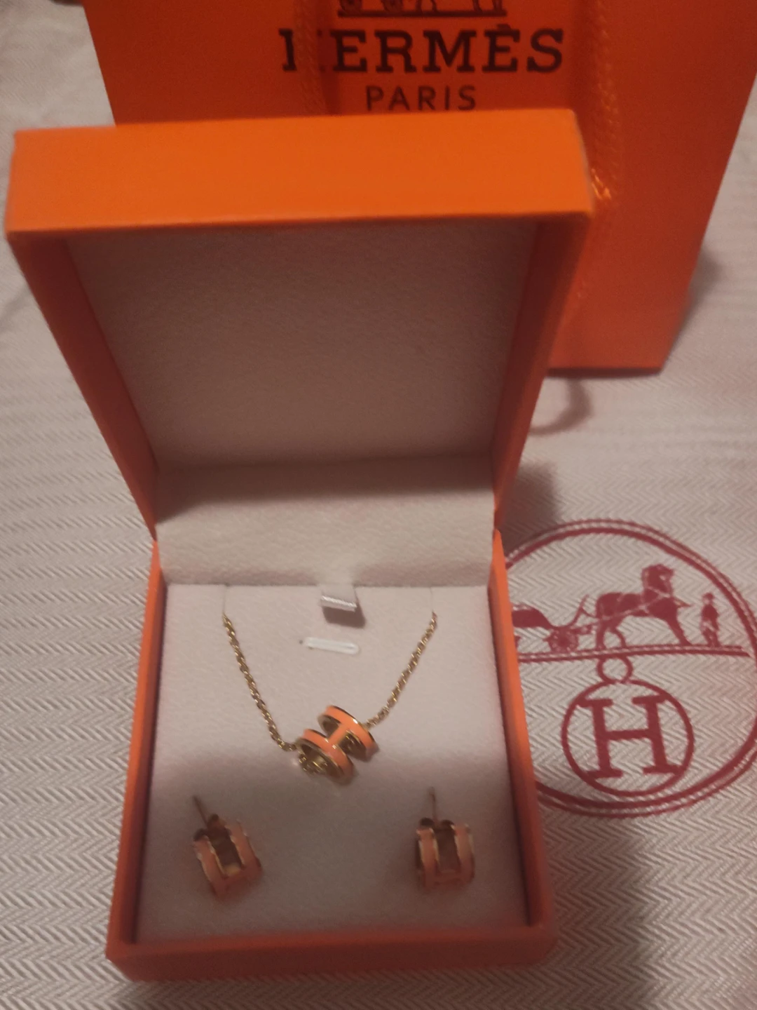 Hermès "H" Necklace and Earrings Set