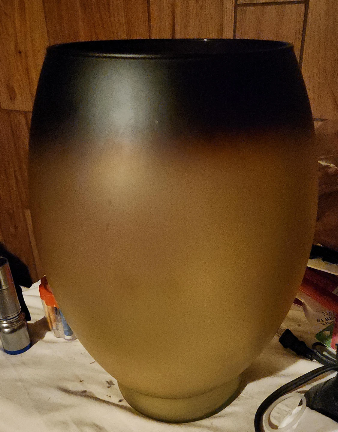 Large Matte Black and Gold Vase