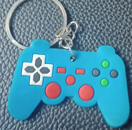 Blue Game Controller Keychain