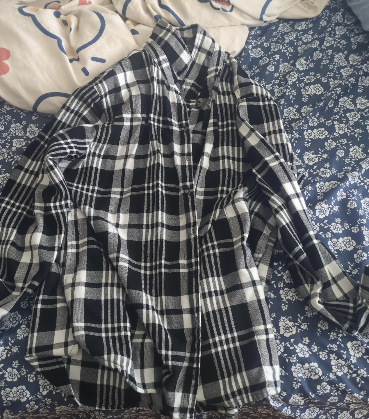Black and White Plaid Flannel Shirt