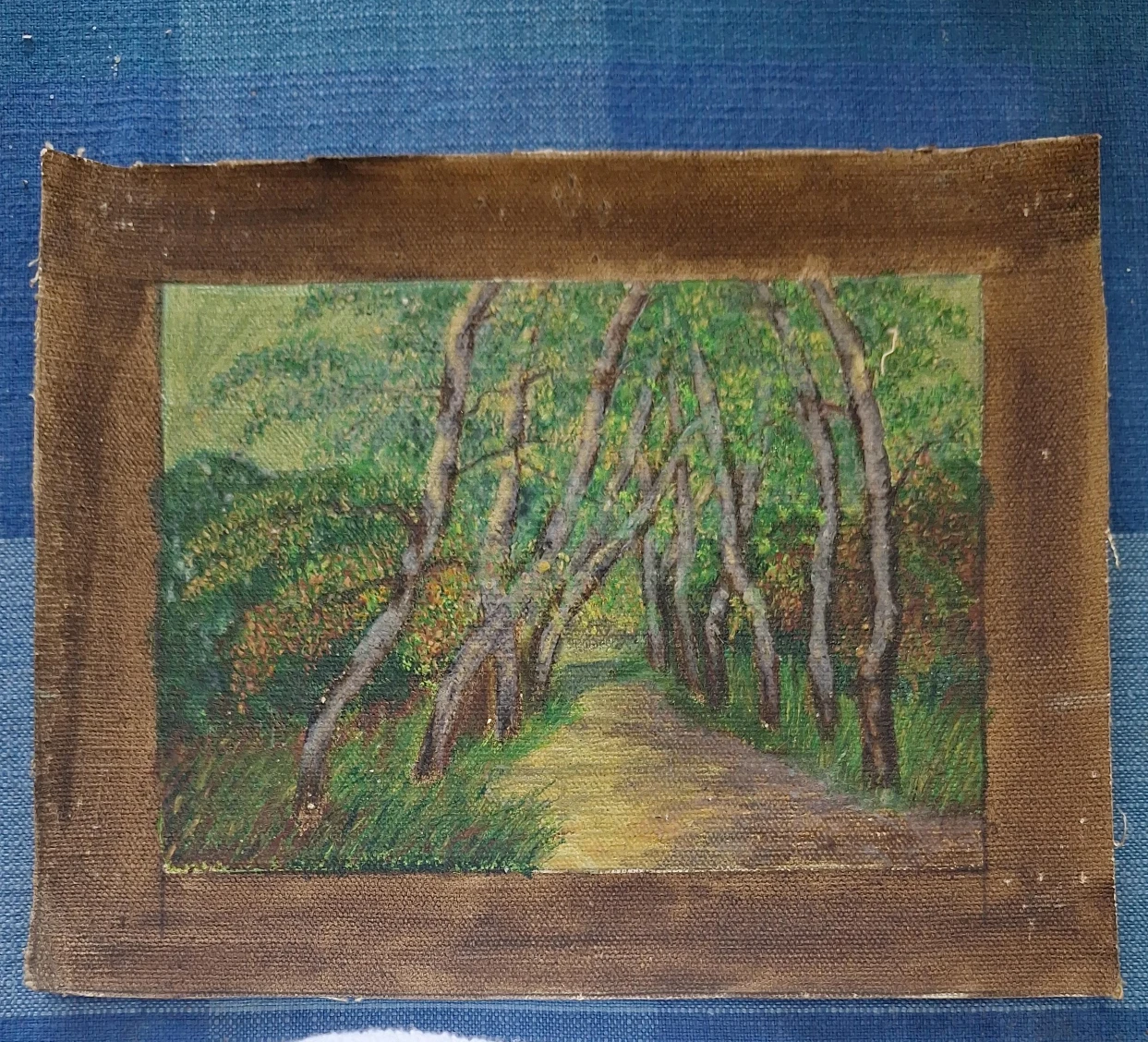 Oil Painting of a Tree Lined Path
