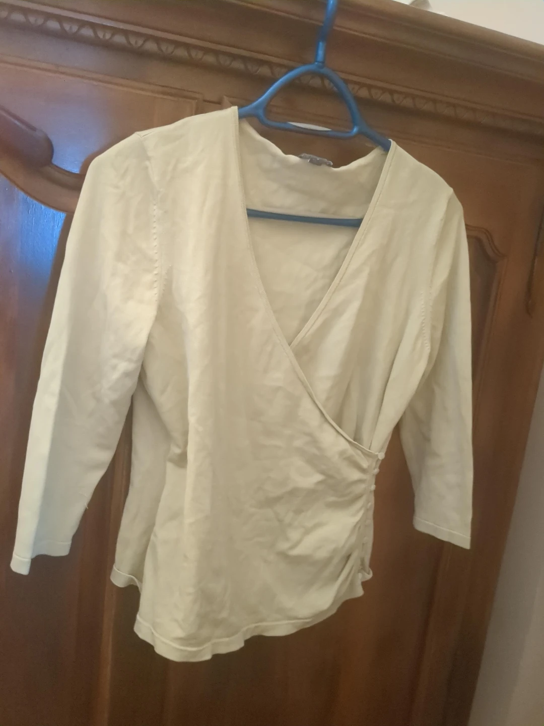 Ann Taylor Women's Light Yellow V-Neck Wrap Top Size M