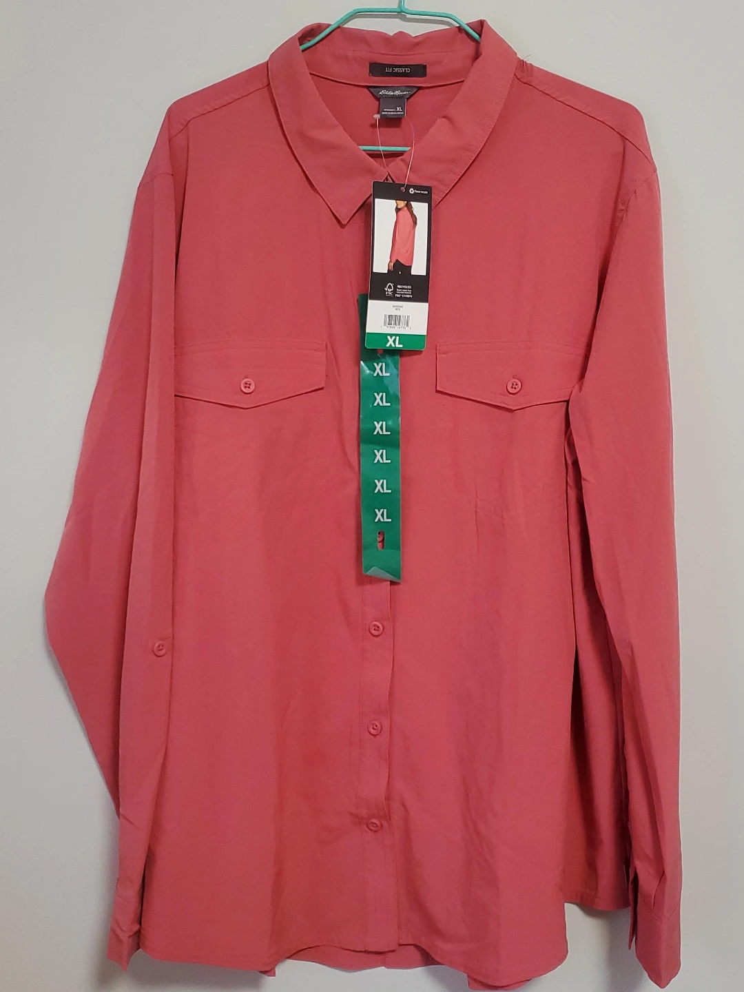 Eddie Bauer Classic Fit Button-Up Shirt XL Coral