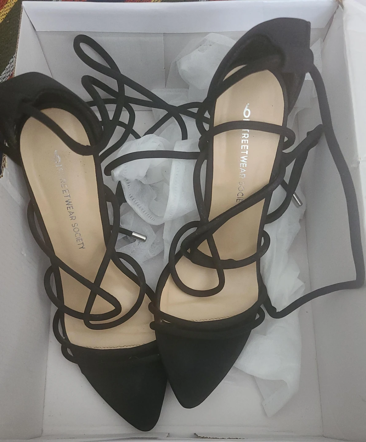 Black Streetwear Society Lace-Up Heels