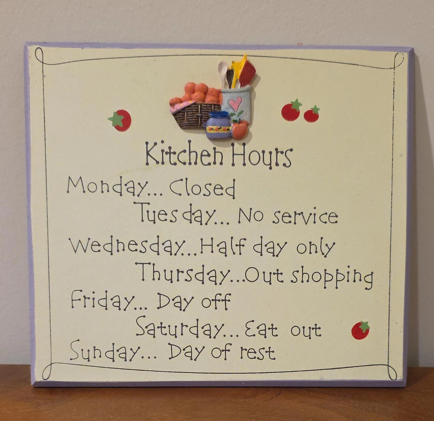 Kitchen Hours Sign