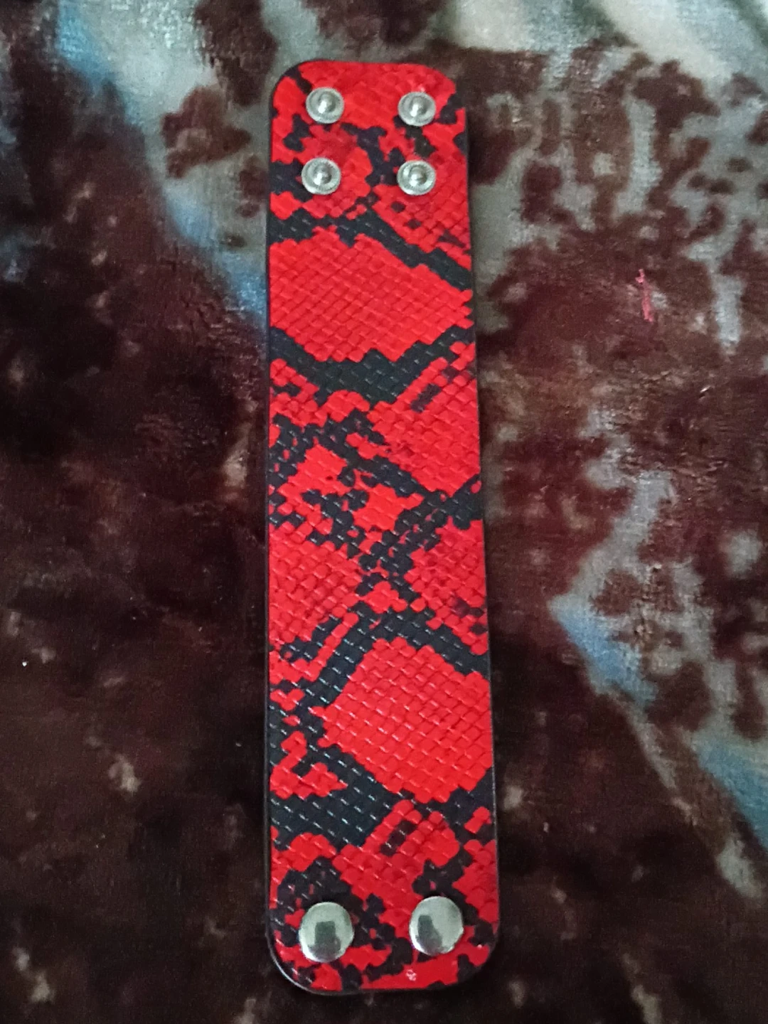 Red Snake Print Cuff Bracelet