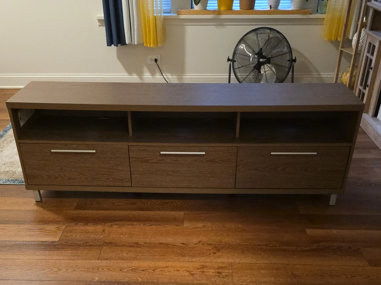 Brown Wood TV Stand with 3 Drawers