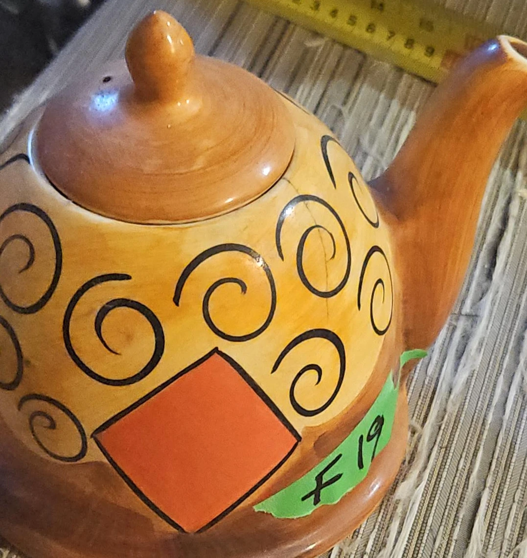 Ceramic Teapot with Swirl Design