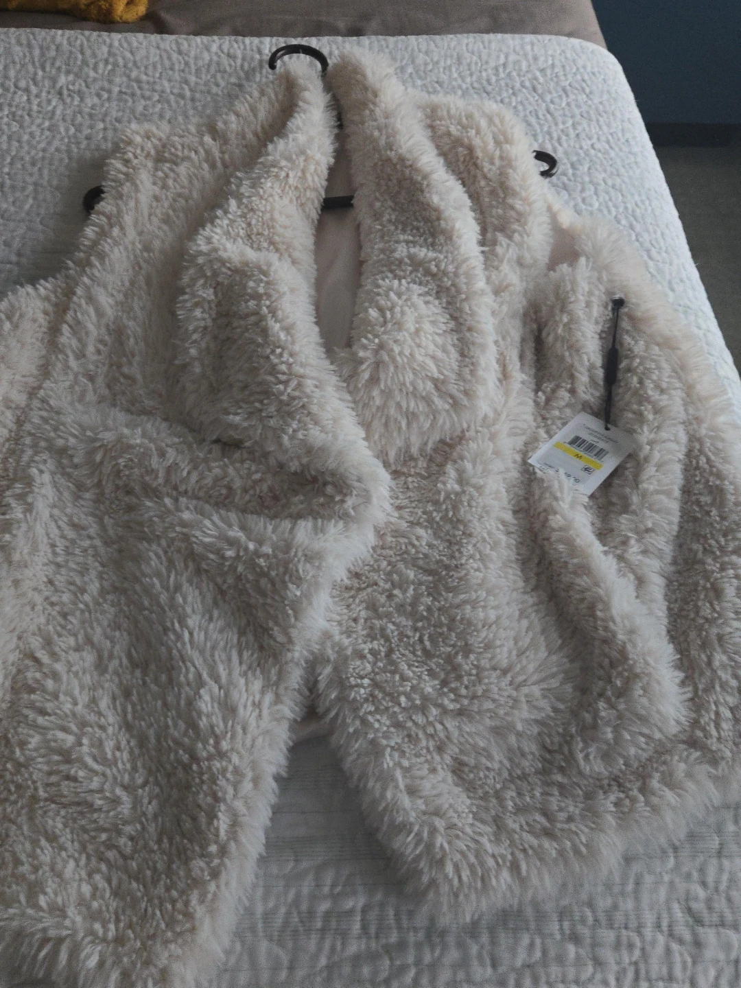 Cream Fuzzy Open Front Cardigan