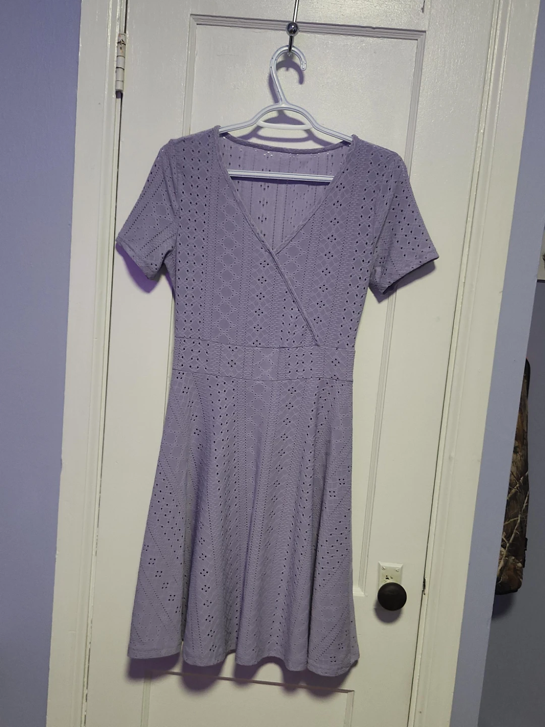 Purple Eyelet Wrap Dress