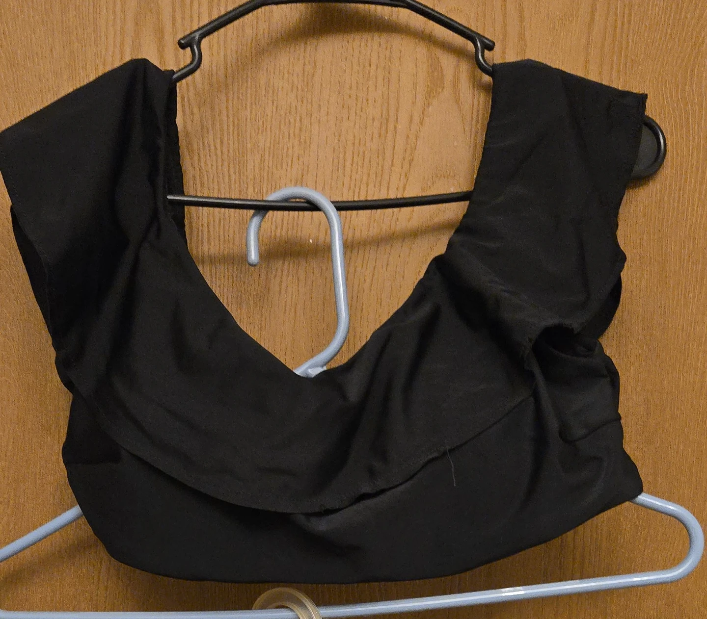 Black Ruffle Crop Top
