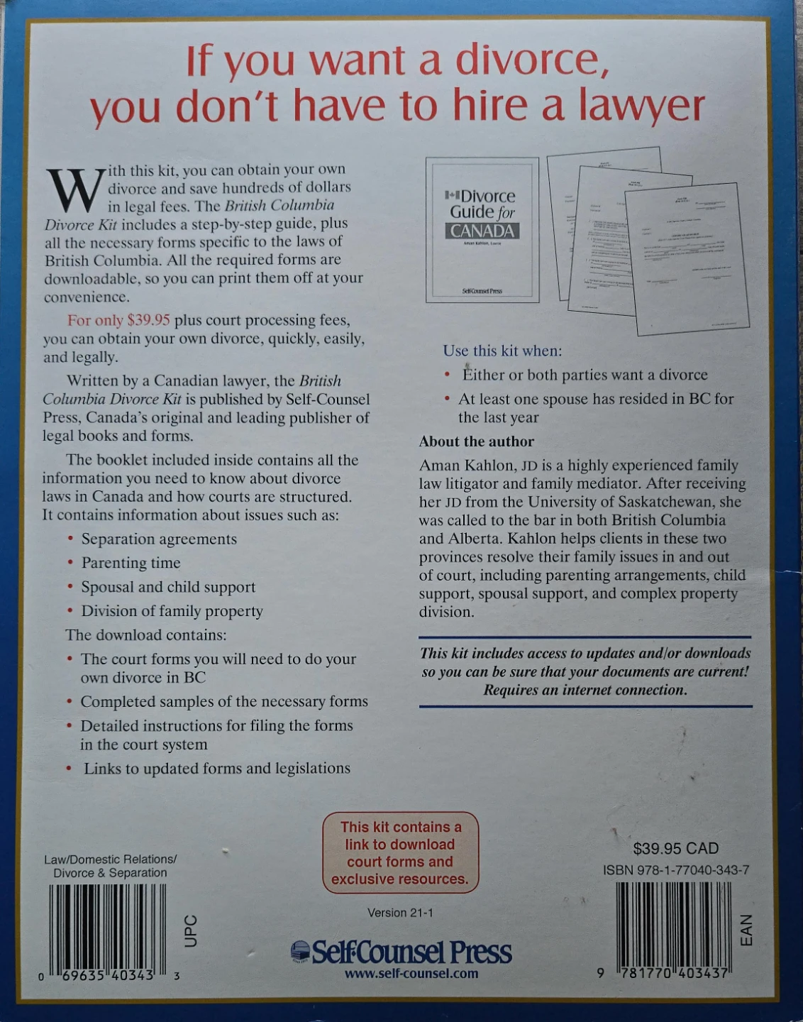 British Columbia Divorce Kit by Self-Counsel Press ⚽ - photo 2