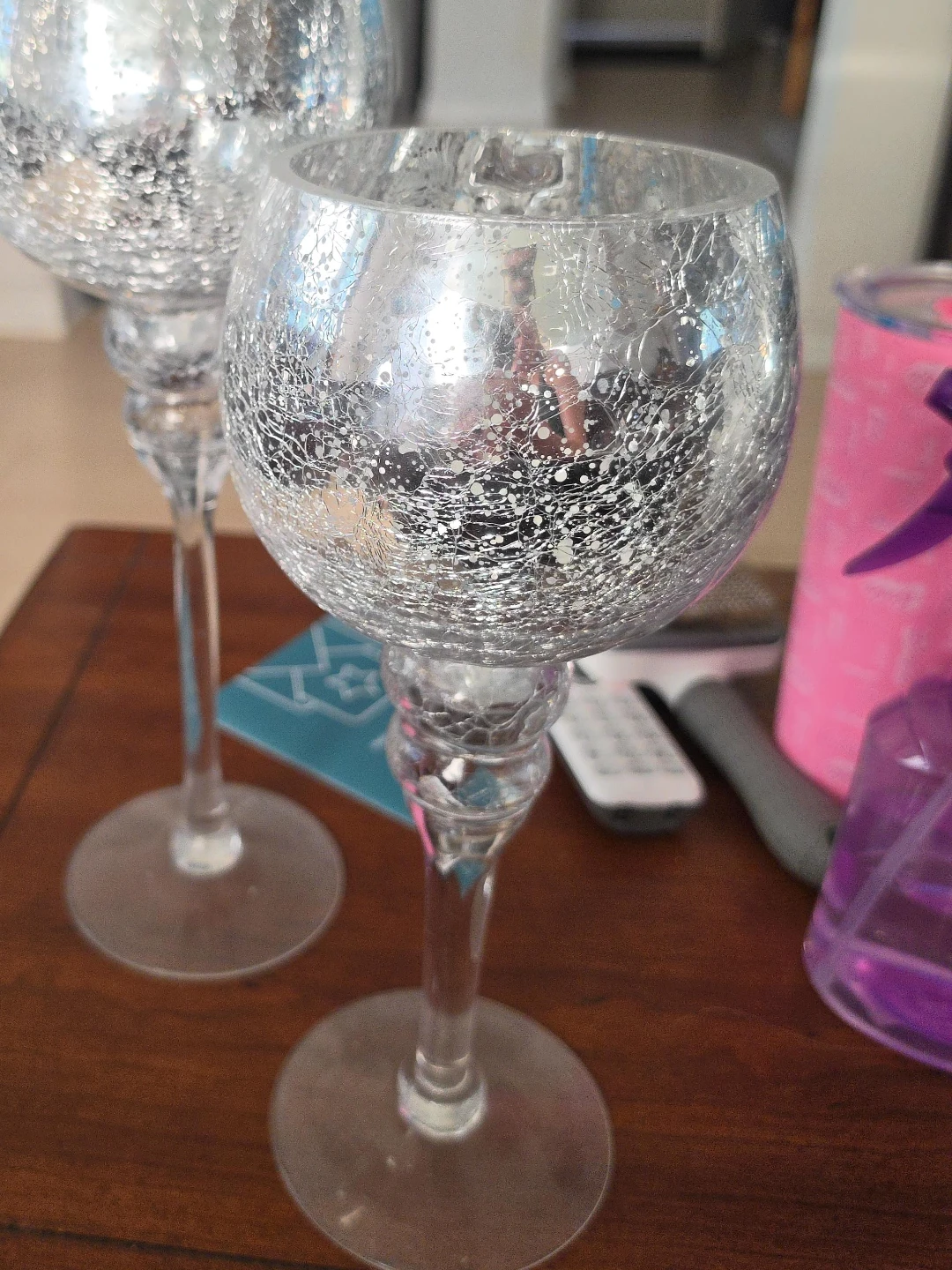 Set of 2 Mercury Glass Candle Holders