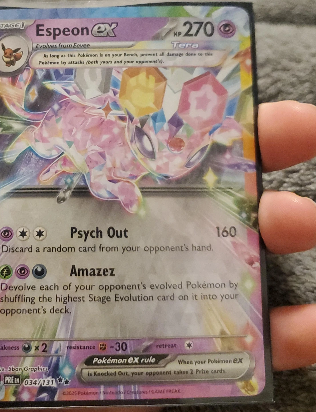 Espeon EX Pokémon Card 034/131