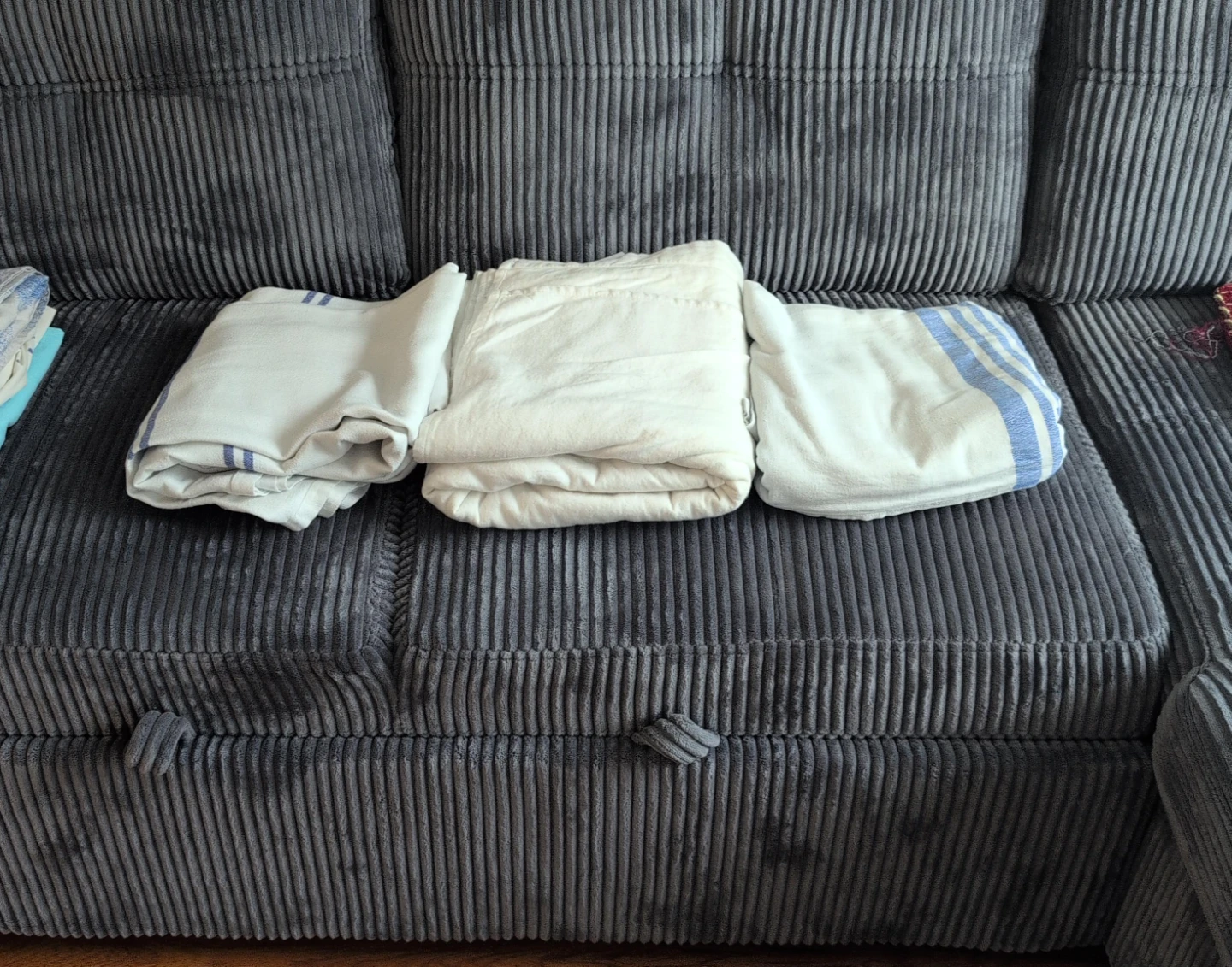 Set of 3 White & Blue Striped bed sheets 3 for $10
