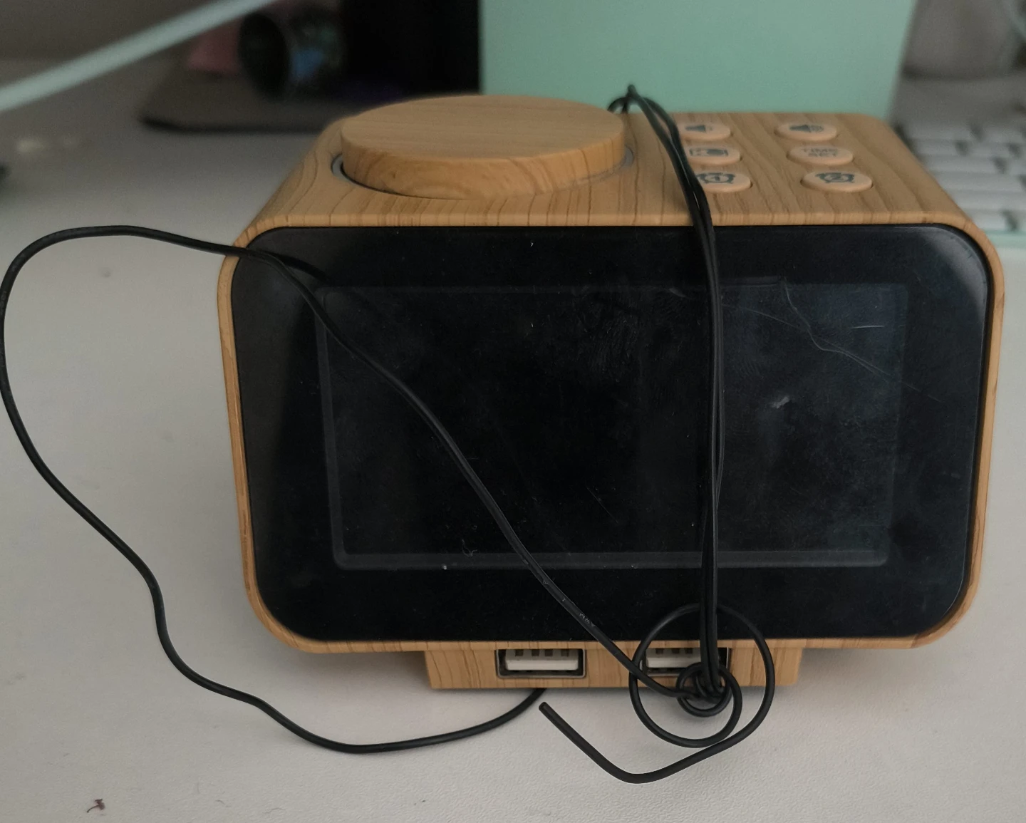 Wood Grain Digital Alarm Clock Radio